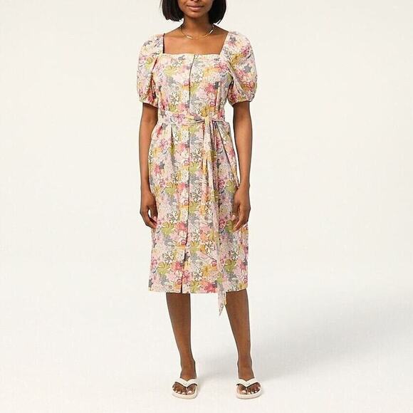 J. Crew Cottage Dress Liberty Mauvey Floral Print Small S Puff Sleeves - Picture 6 of 6